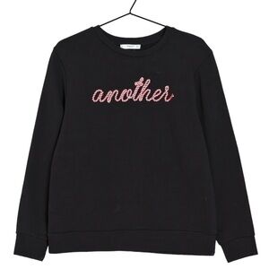 Mango MNG Casual “Another” Candy-striped Black Sweatshirt. Size Small.